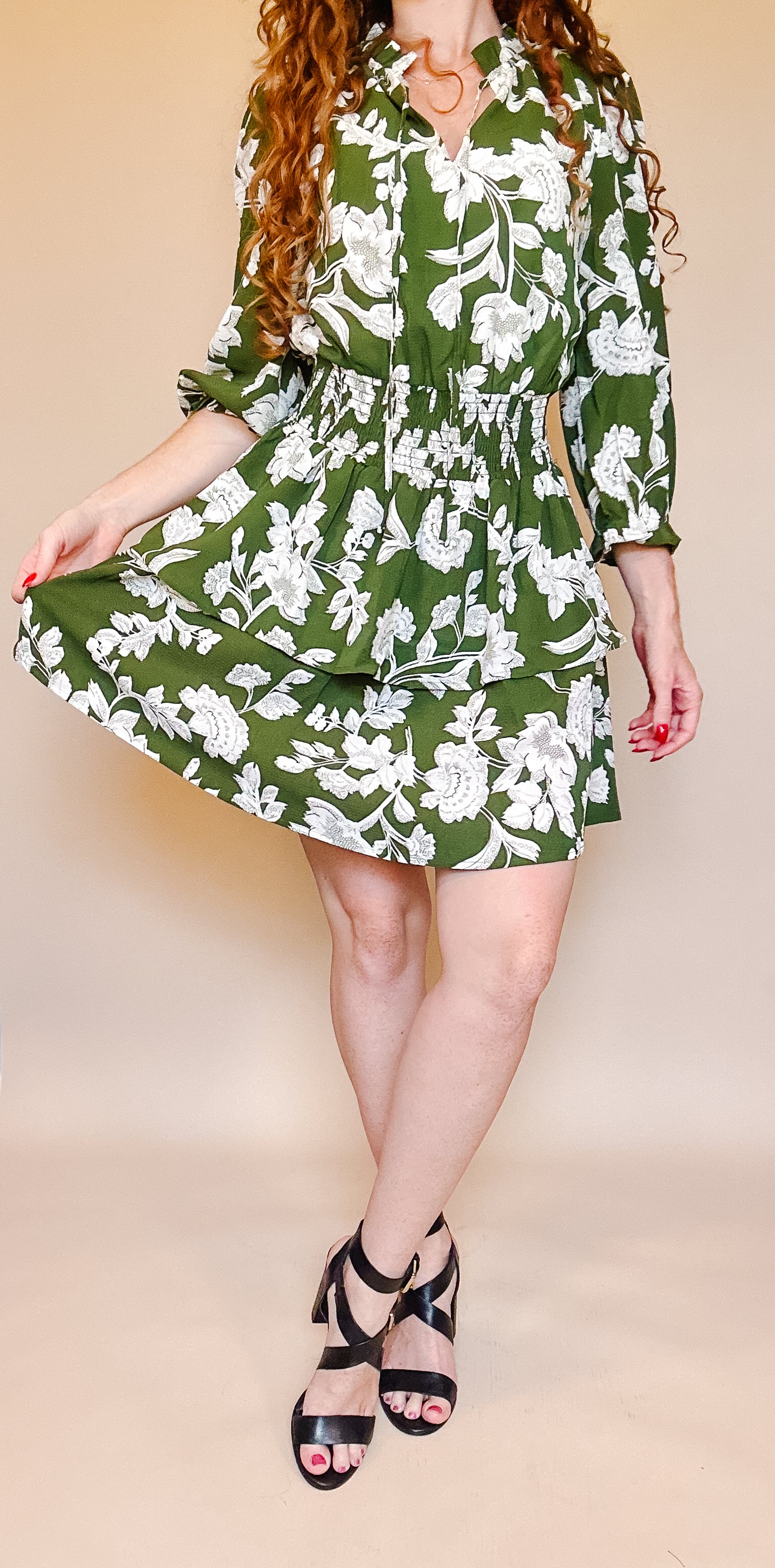 Olive white Tiered Mini Dress Rachelandco.usa Olive white Tiered Mini Dress Rachelandco.usa