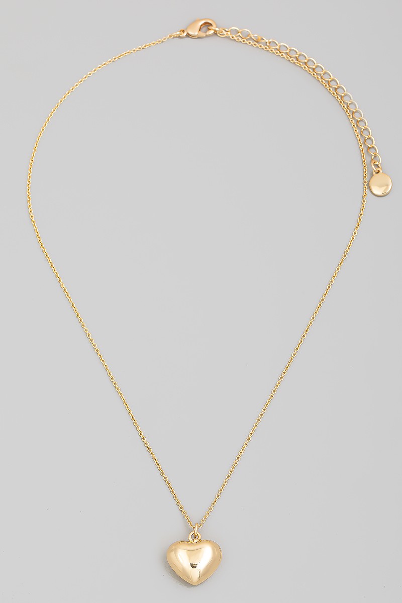 Long Necklace with Heart Cham