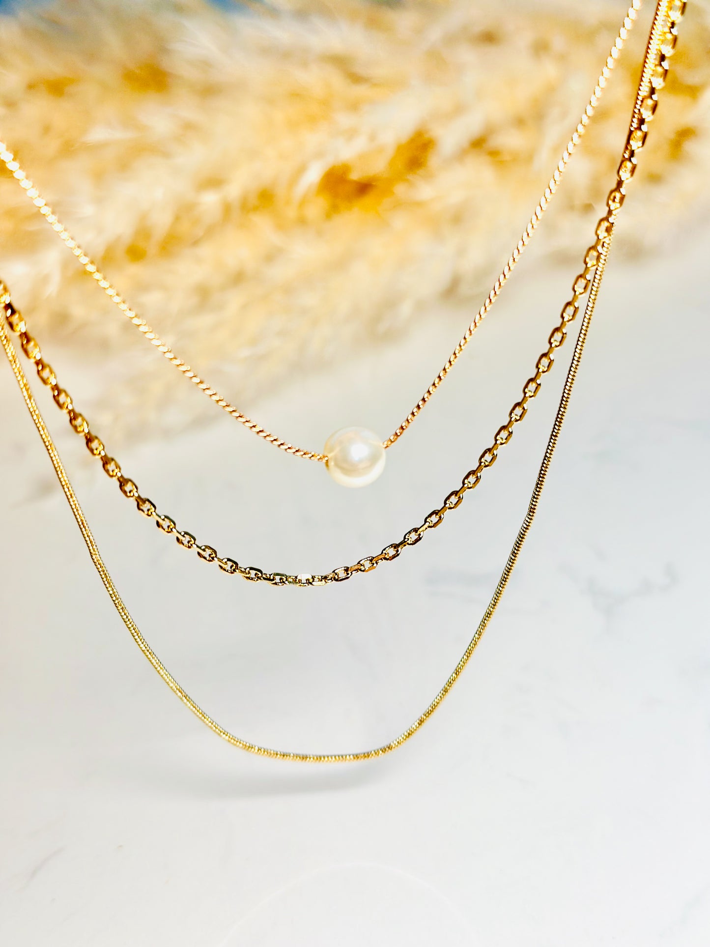 Three-Chained Elegant Necklace